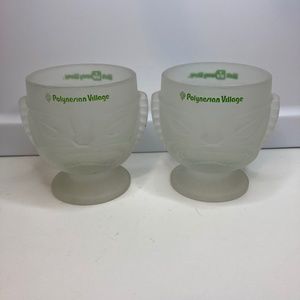 Set Of 2 Walt Disney World Polynesian Village Resort Frosted Glass Tiki Mug Cup